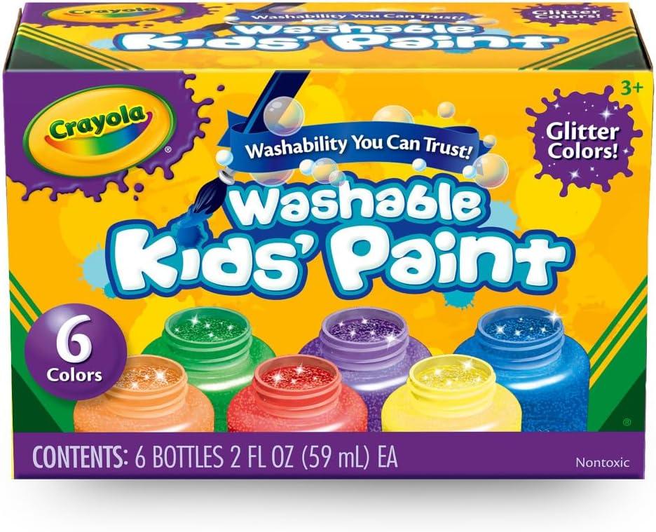 Crayola Washable Kids Paint Set (12ct), Classic and Glitter Paint for Kids, Arts & Crafts Supplies for Classrooms, Toddler Painting Kit, Gifts, Ages 3, 4, 5 [Amazon Exclusive](Classic & Glitter)