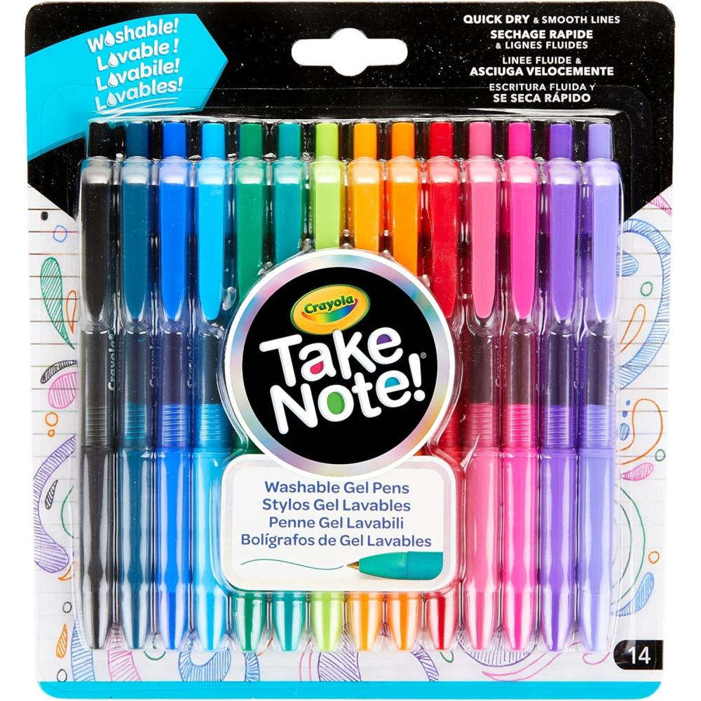 Crayola Colored Gel Pens for Kids and Adult Coloring, Washable Pens Medium Point, 14 Count(14 Count)