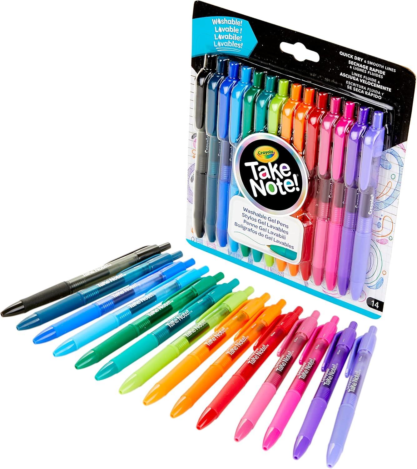 Crayola Colored Gel Pens for Kids and Adult Coloring, Washable Pens Medium Point, 14 Count(14 Count)