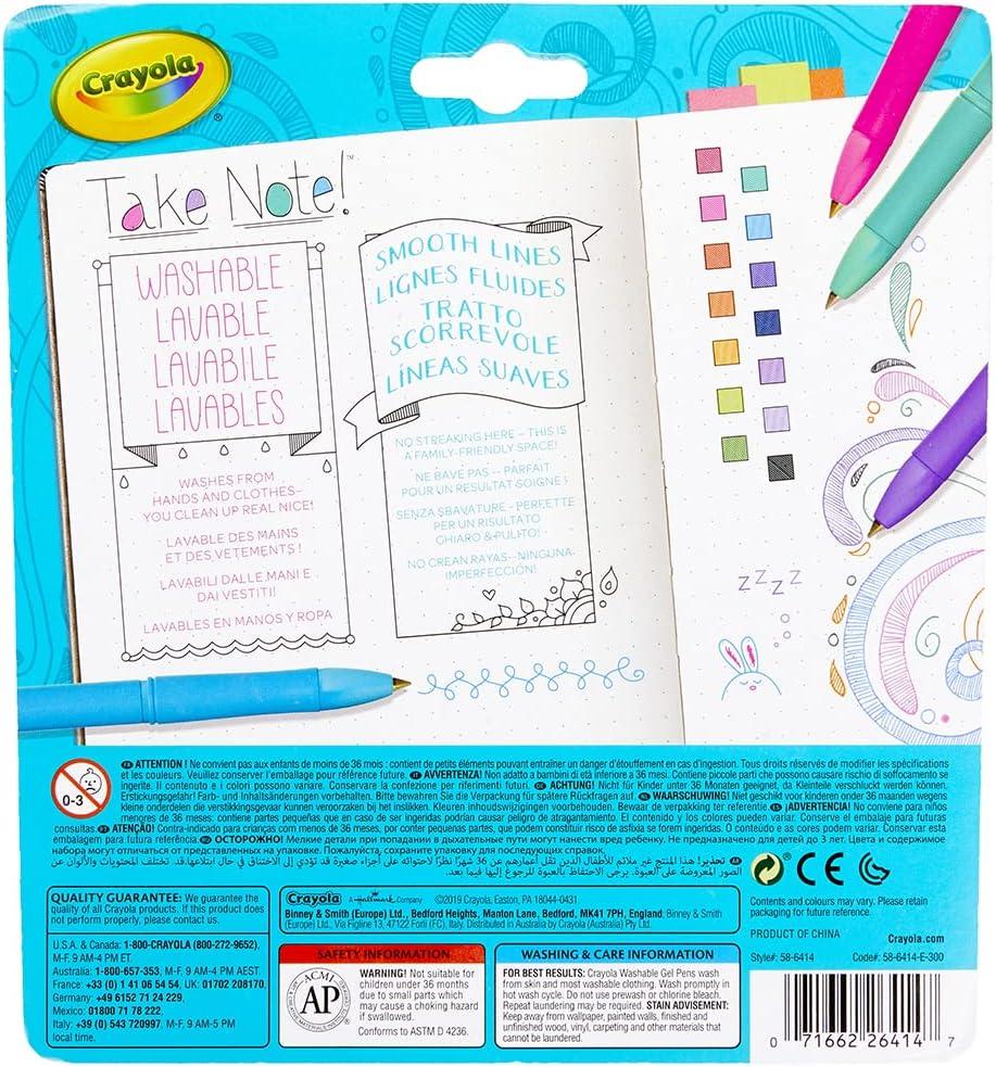Crayola Colored Gel Pens for Kids and Adult Coloring, Washable Pens Medium Point, 14 Count(14 Count)