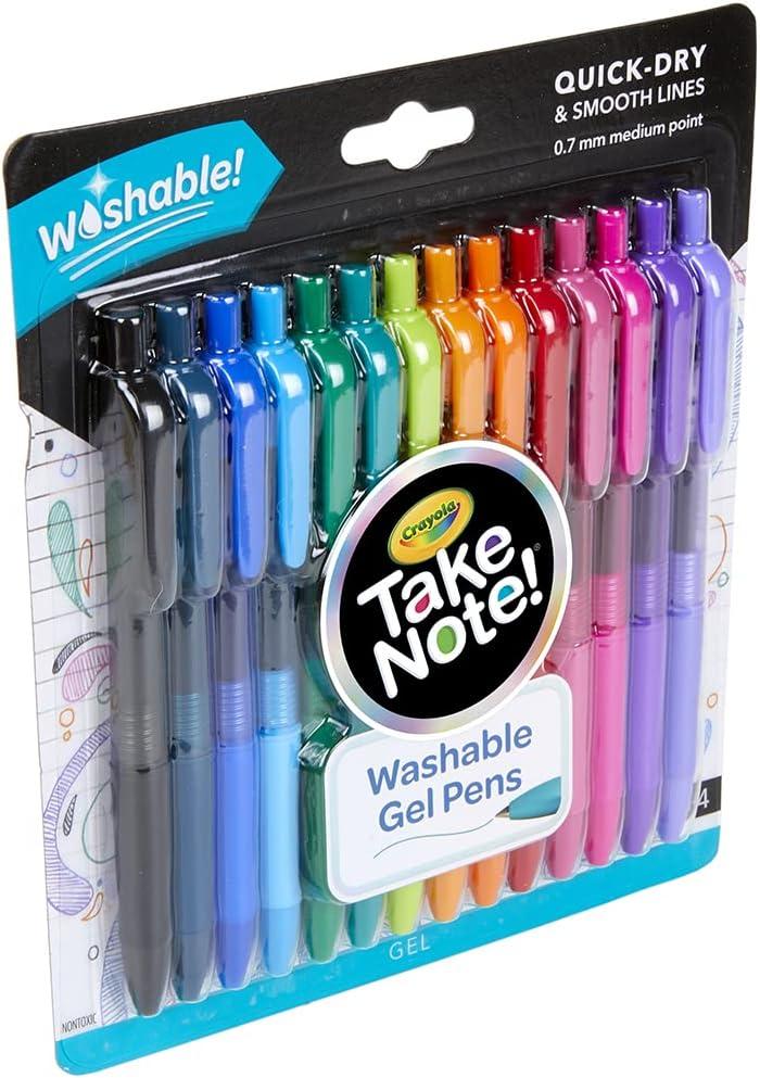 Crayola Colored Gel Pens for Kids and Adult Coloring, Washable Pens Medium Point, 14 Count(14 Count)