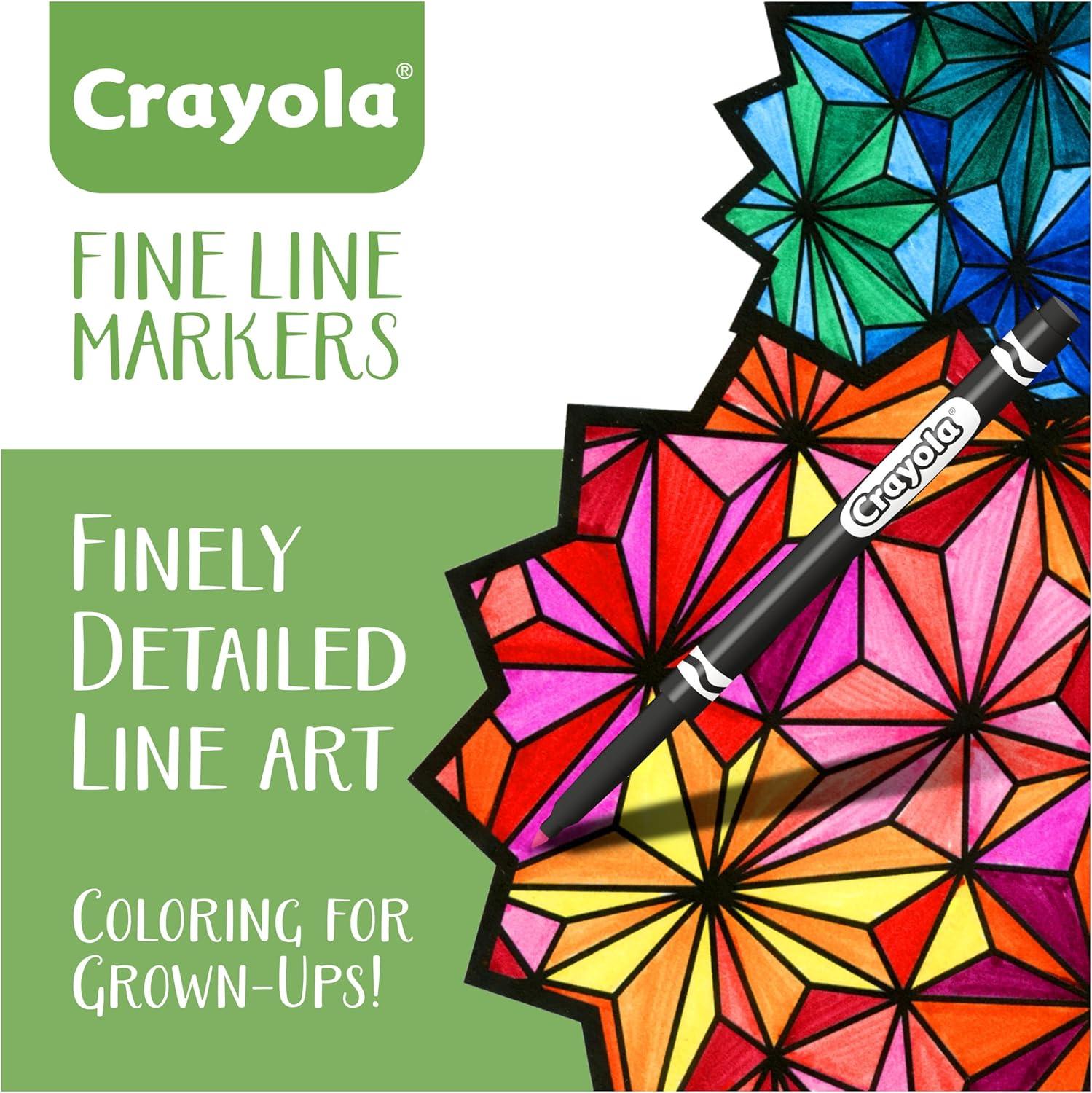 Crayola Fine Line Markers for Adults (40ct), Skinny Marker Set for Adult Coloring Books, Stocking Stuffer for Teens, Aesthetic Art Supplies, Stress Relief Activity