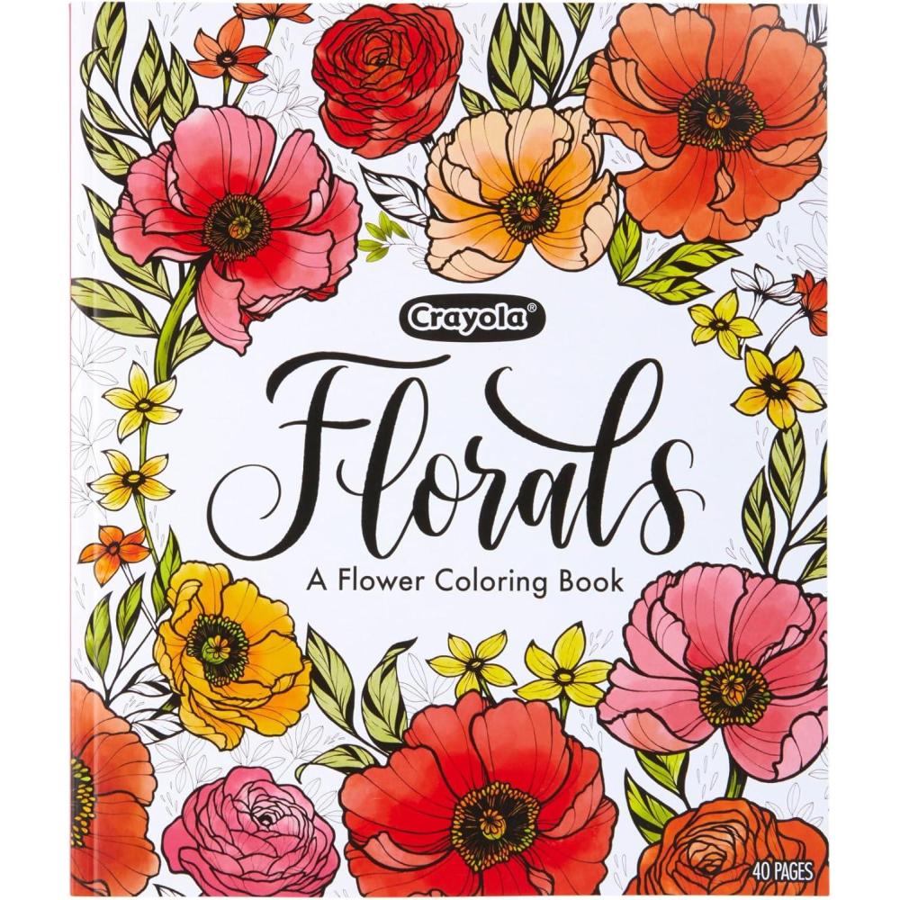 Crayola Colors of Kindness Adult Coloring Book (40pgs), Adult Coloring Pages, Stress Relief Activity, Gift for Teens & Adults, 9+(Florals)