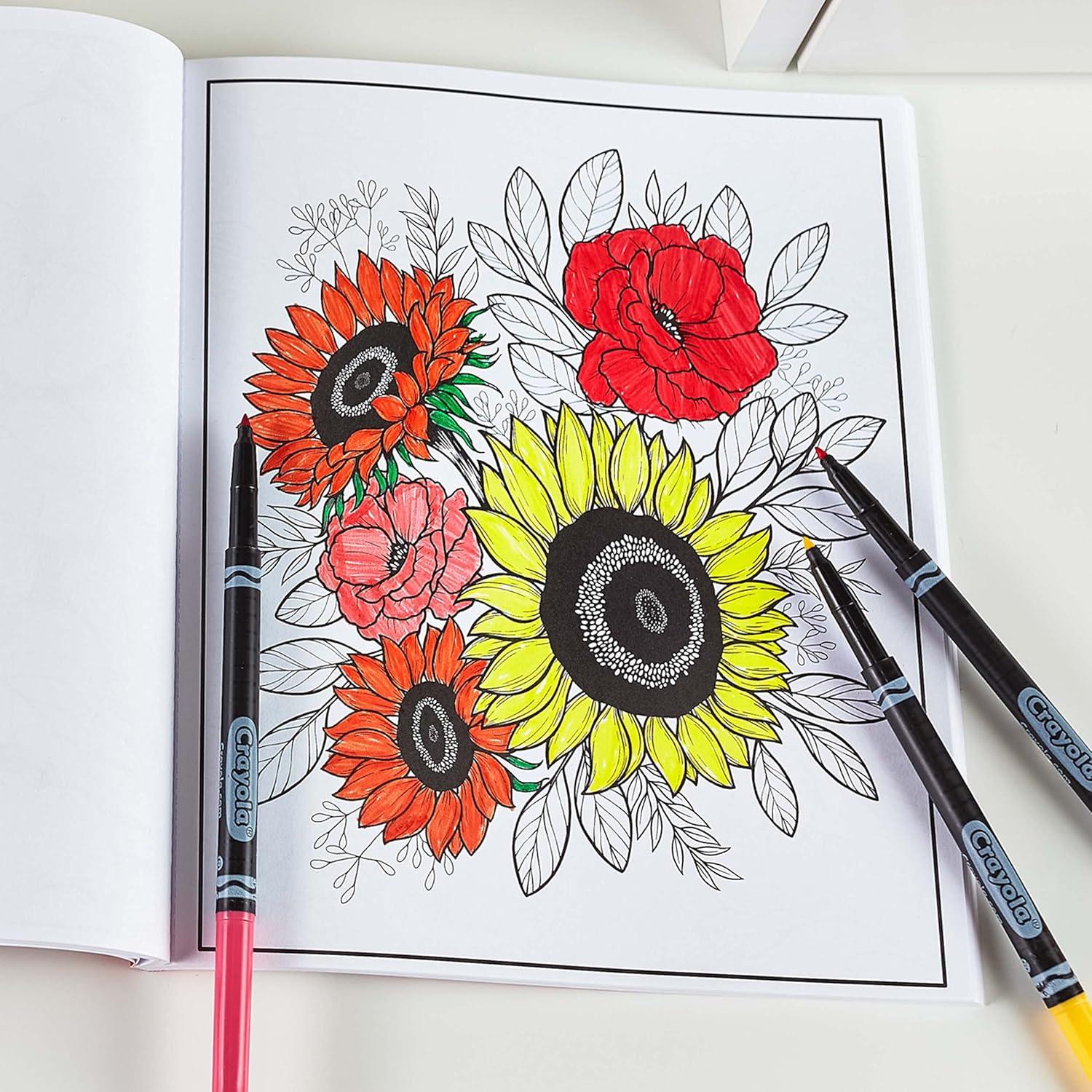 Crayola Colors of Kindness Adult Coloring Book (40pgs), Adult Coloring Pages, Stress Relief Activity, Gift for Teens & Adults, 9+(Florals)