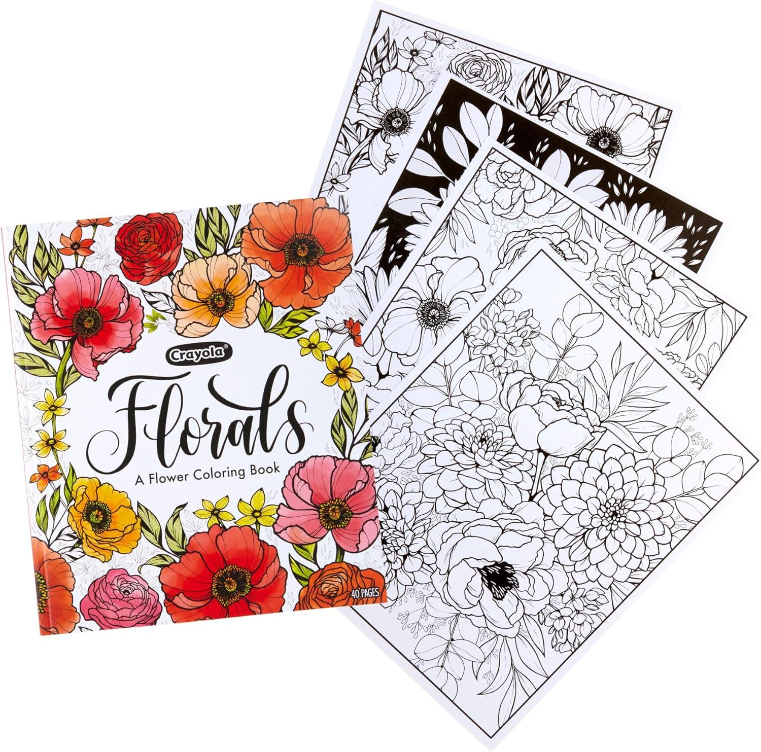 Crayola Colors of Kindness Adult Coloring Book (40pgs), Adult Coloring Pages, Stress Relief Activity, Gift for Teens & Adults, 9+(Florals)