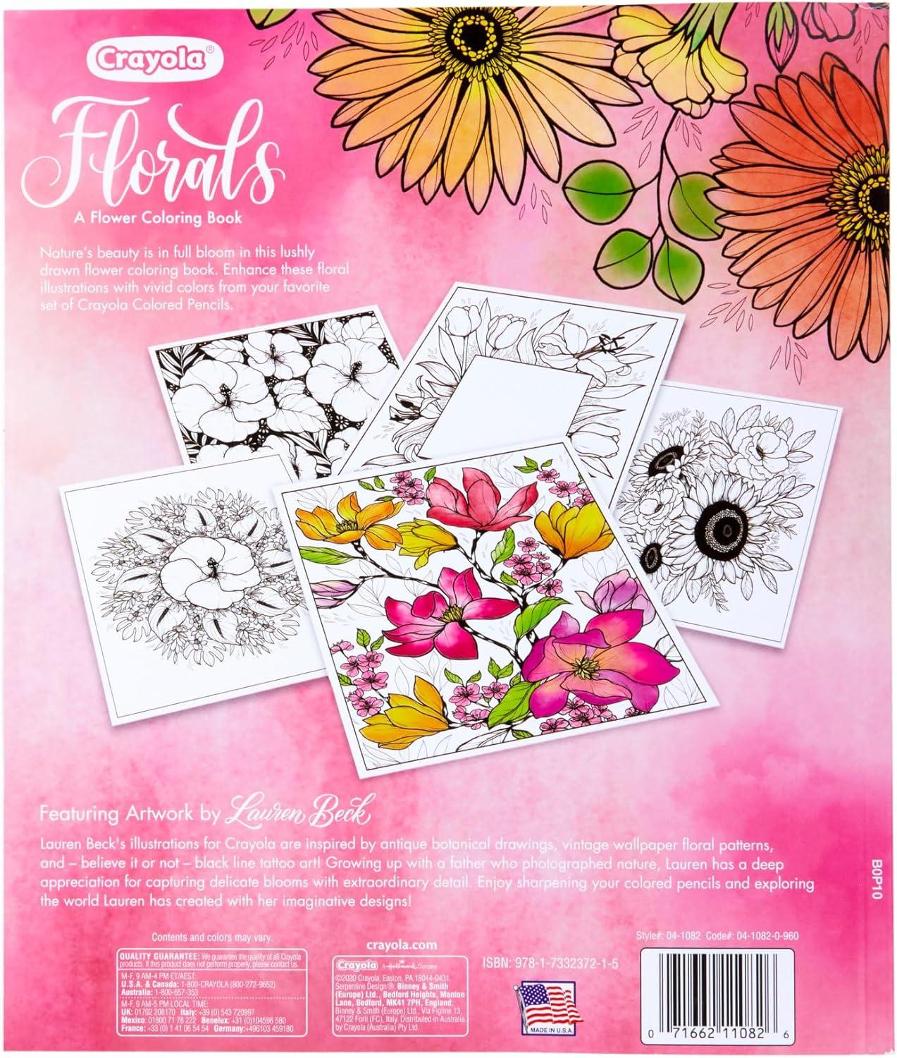 Crayola Colors of Kindness Adult Coloring Book (40pgs), Adult Coloring Pages, Stress Relief Activity, Gift for Teens & Adults, 9+(Florals)