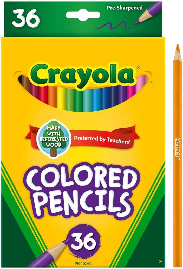 Crayola Colored Pencils Set (120ct), Coloring Book Pencils, Kids Classroom Art Supplies, Bulk Colored Pencils, Presharpened, Gifts for Kids, Ages 3, 4, 5(36 Count (Pack of 1))