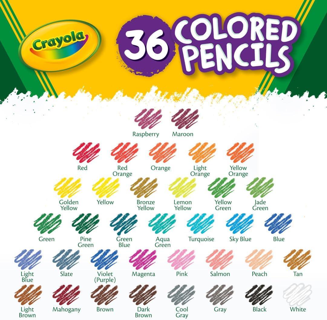 Crayola Colored Pencils Set (120ct), Coloring Book Pencils, Kids Classroom Art Supplies, Bulk Colored Pencils, Presharpened, Gifts for Kids, Ages 3, 4, 5(36 Count (Pack of 1))