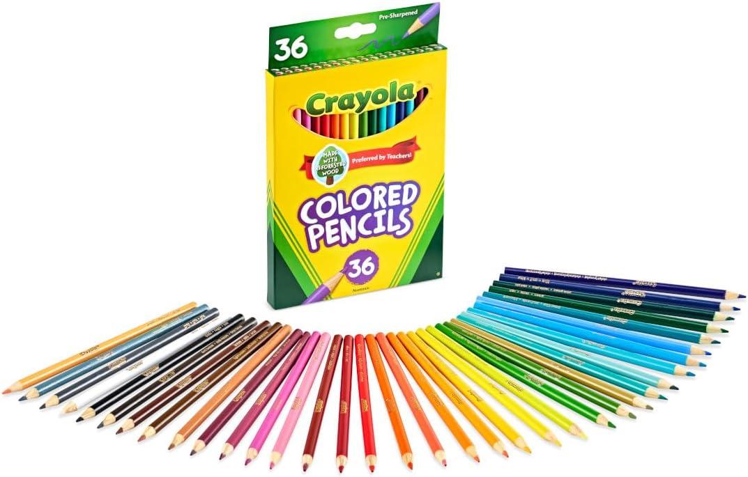 Crayola Colored Pencils Set (120ct), Coloring Book Pencils, Kids Classroom Art Supplies, Bulk Colored Pencils, Presharpened, Gifts for Kids, Ages 3, 4, 5(36 Count (Pack of 1))