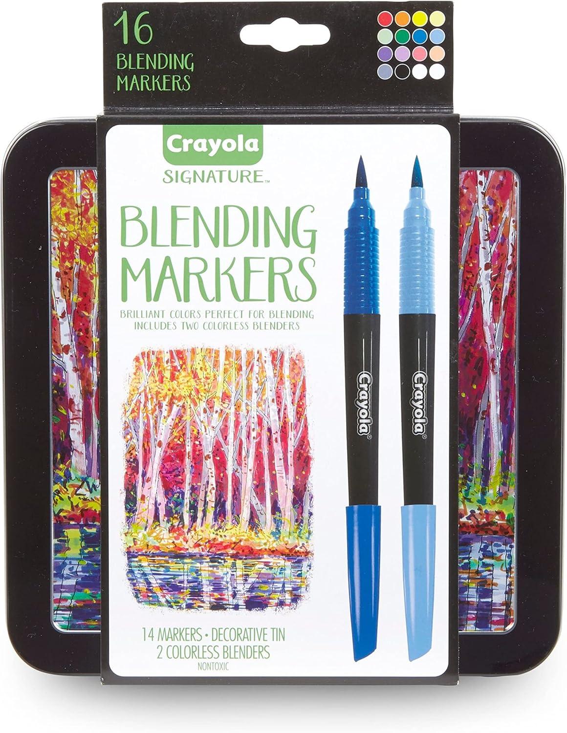 Crayola Brush & Detail Dual Tip Marker Set, 16 Markers, 32 Colors, Adult Coloring Markers, Gifts for Teens & Adults(Blending Markers)