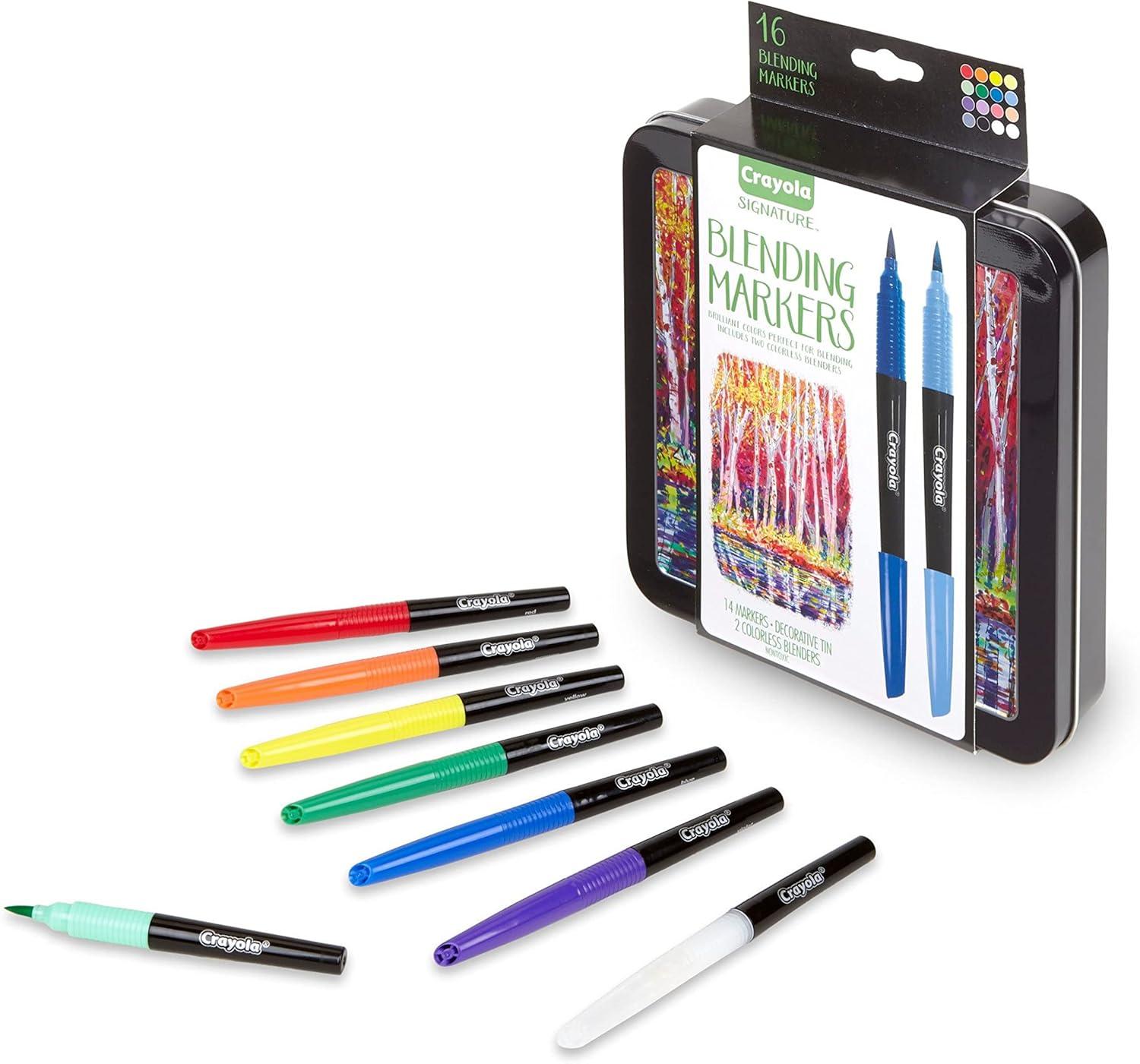 Crayola Brush & Detail Dual Tip Marker Set, 16 Markers, 32 Colors, Adult Coloring Markers, Gifts for Teens & Adults(Blending Markers)