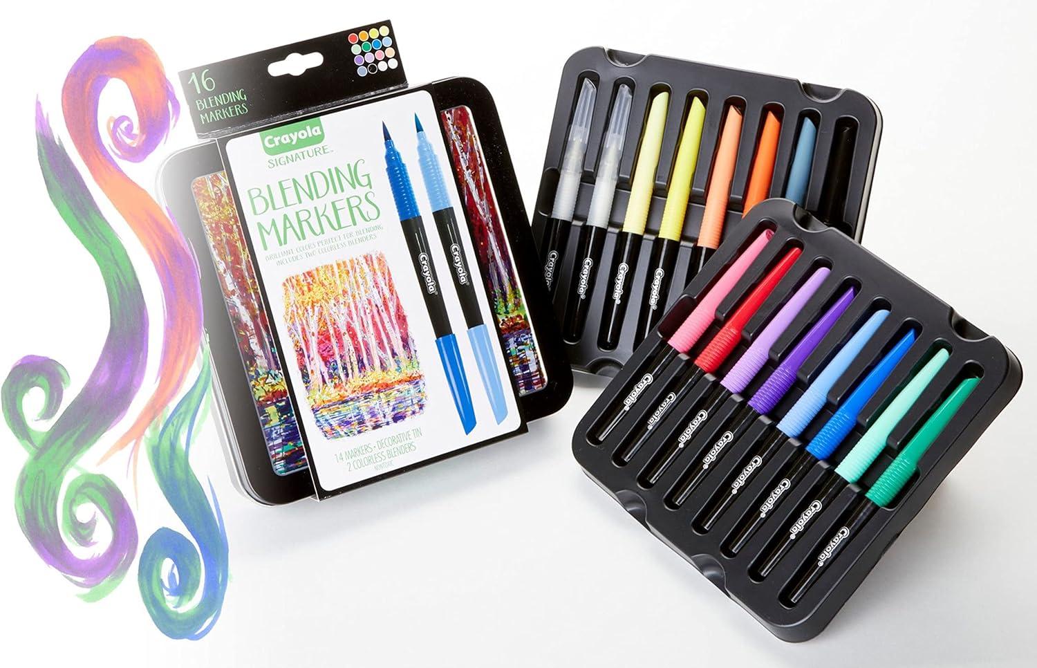 Crayola Brush & Detail Dual Tip Marker Set, 16 Markers, 32 Colors, Adult Coloring Markers, Gifts for Teens & Adults(Blending Markers)