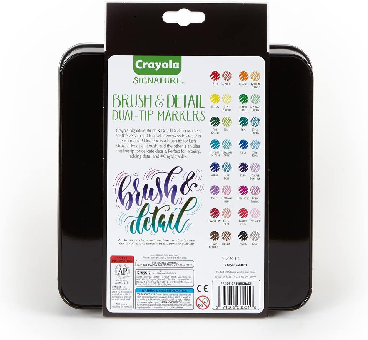 Crayola Brush & Detail Dual Tip Marker Set, 16 Markers, 32 Colors, Adult Coloring Markers, Gifts for Teens & Adults(Brush & Detail)