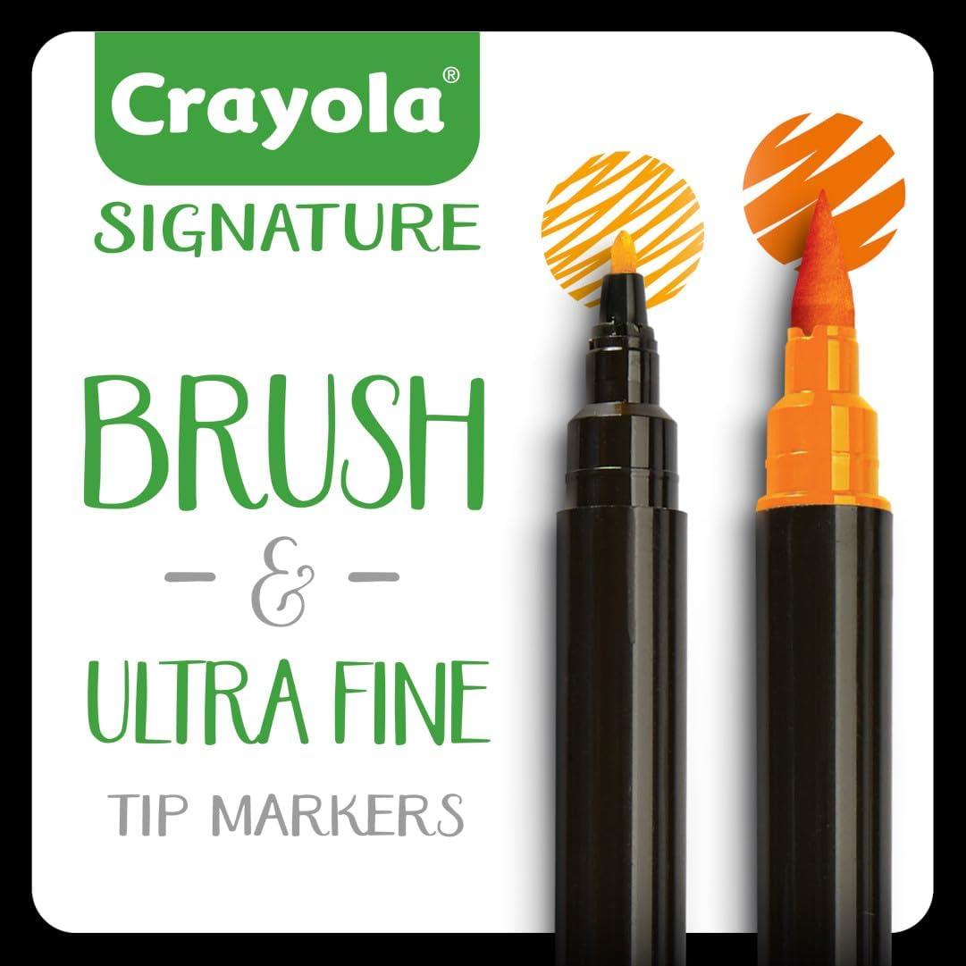 Crayola Brush & Detail Dual Tip Marker Set, 16 Markers, 32 Colors, Adult Coloring Markers, Gifts for Teens & Adults(Brush & Detail)