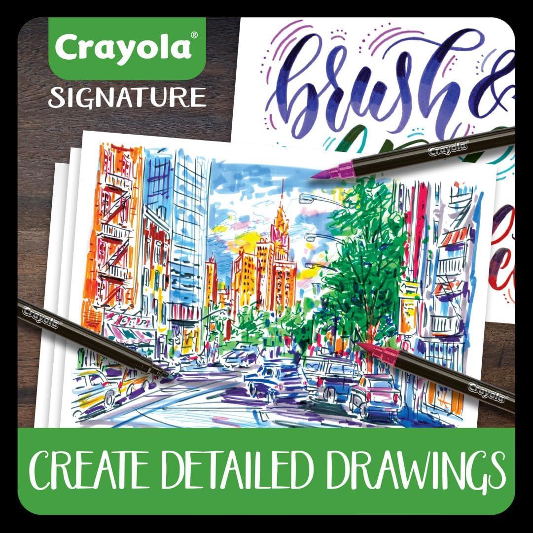 Crayola Brush & Detail Dual Tip Marker Set, 16 Markers, 32 Colors, Adult Coloring Markers, Gifts for Teens & Adults(Brush & Detail)