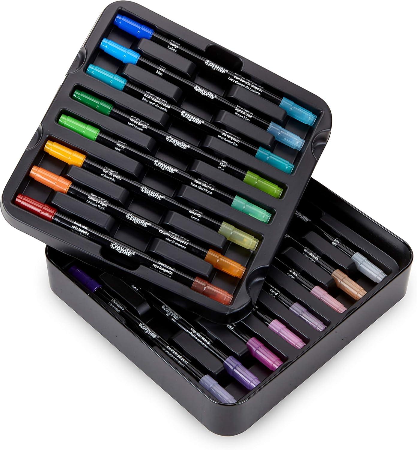 Crayola Brush & Detail Dual Tip Marker Set, 16 Markers, 32 Colors, Adult Coloring Markers, Gifts for Teens & Adults(Sketch & Detail)