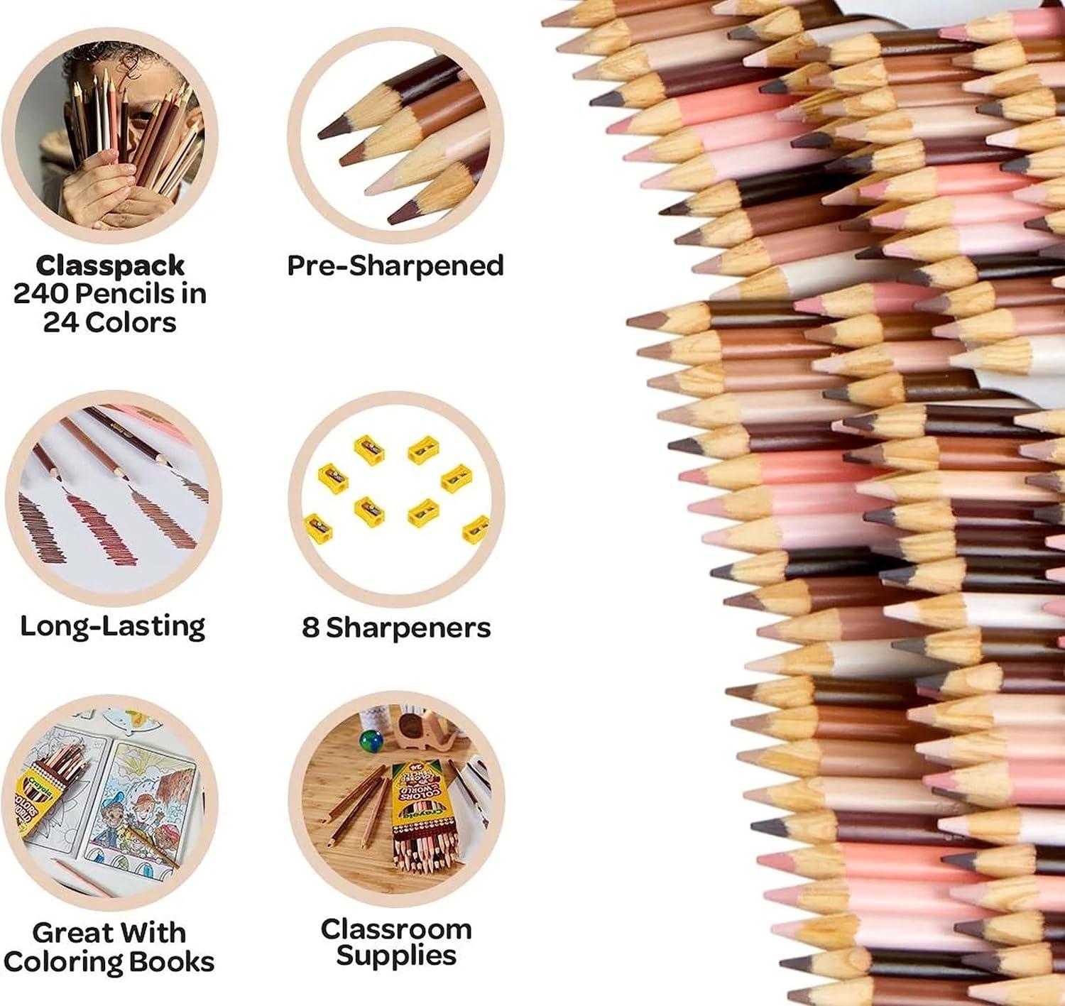 Crayola Colors of the World Skin Tone Colored Pencils Classpack (240ct), Bulk Colored Pencils for Classrooms, Teacher Supplies, Gifts