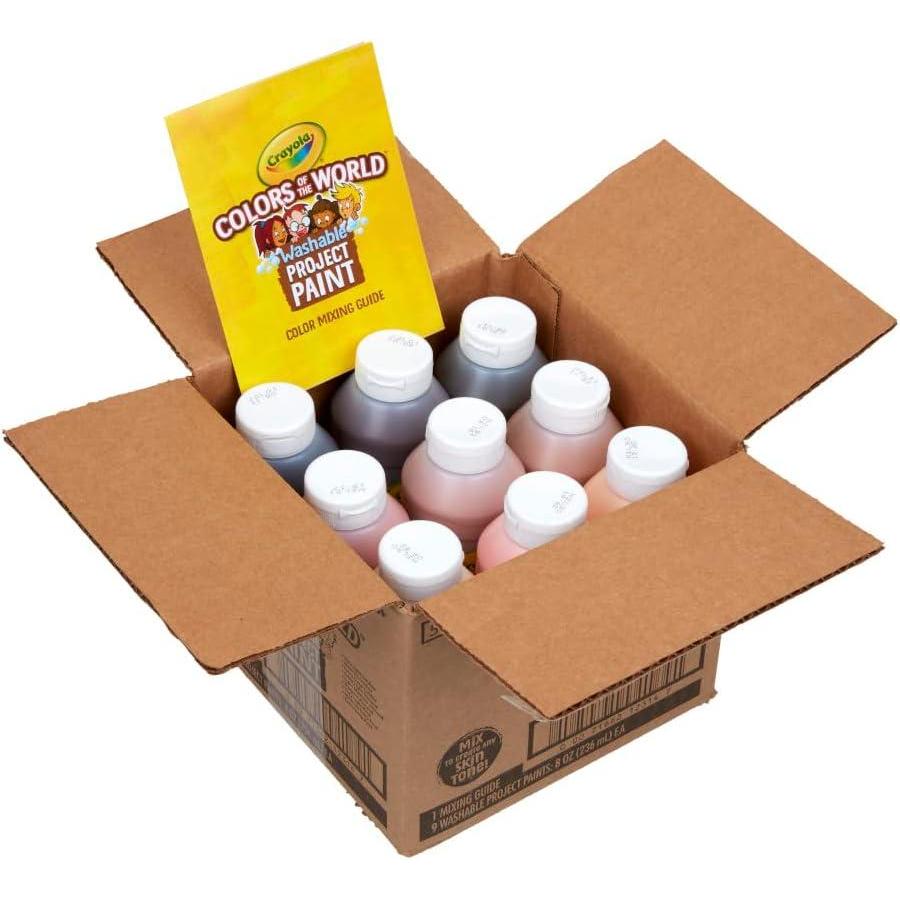 Crayola Colors Of The World Washable Paint – 8oz (9ct), Bulk Skin Tone Paint, Kids Arts & Crafts Supplies, For Teachers & Classrooms