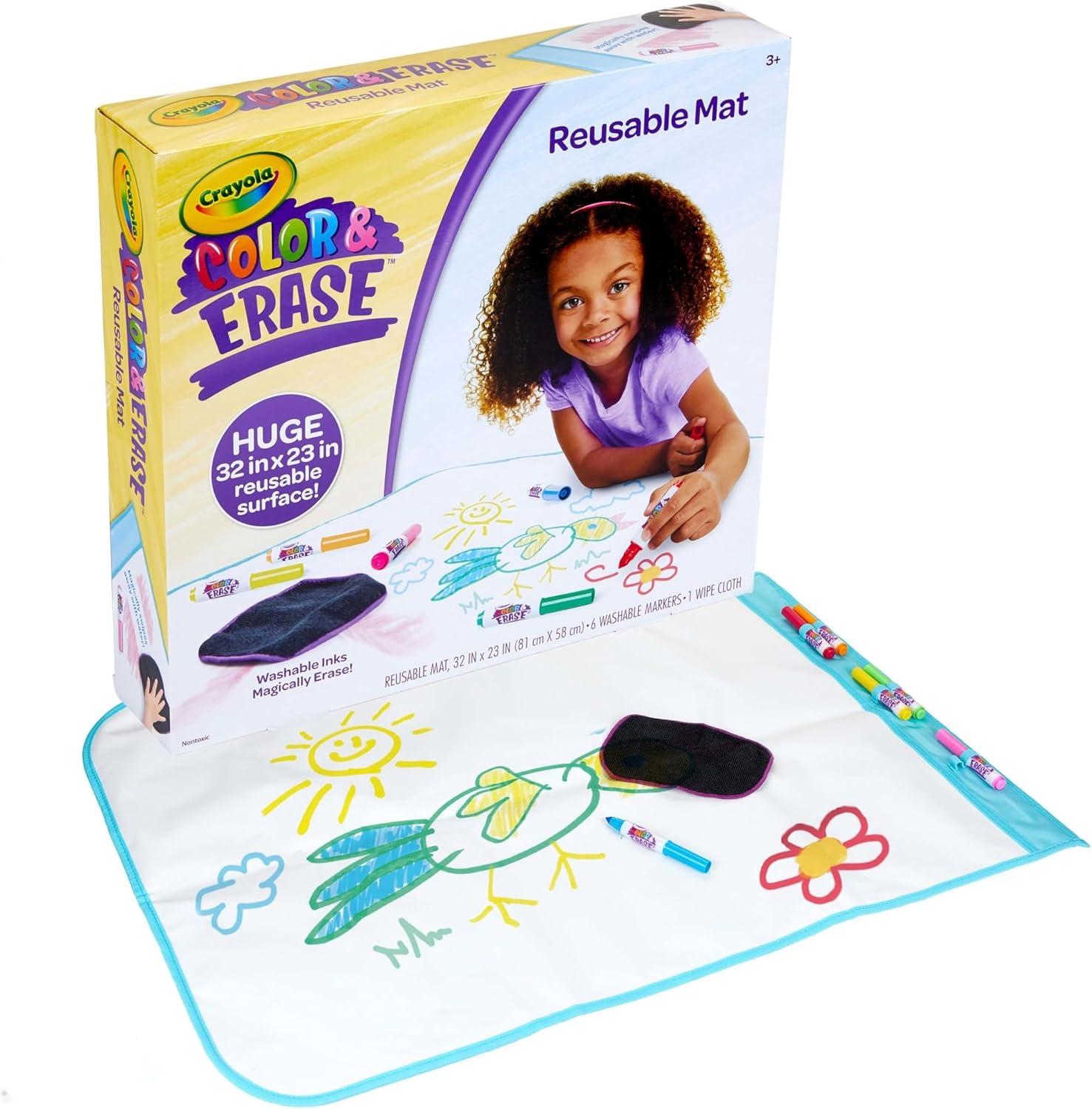 Crayola Color & Erase Drawing Board for Kids, Travel Coloring Kit, Drawing Toy, Toddler Coloring Set, Gift for Kids, 3+(Activity Mat)