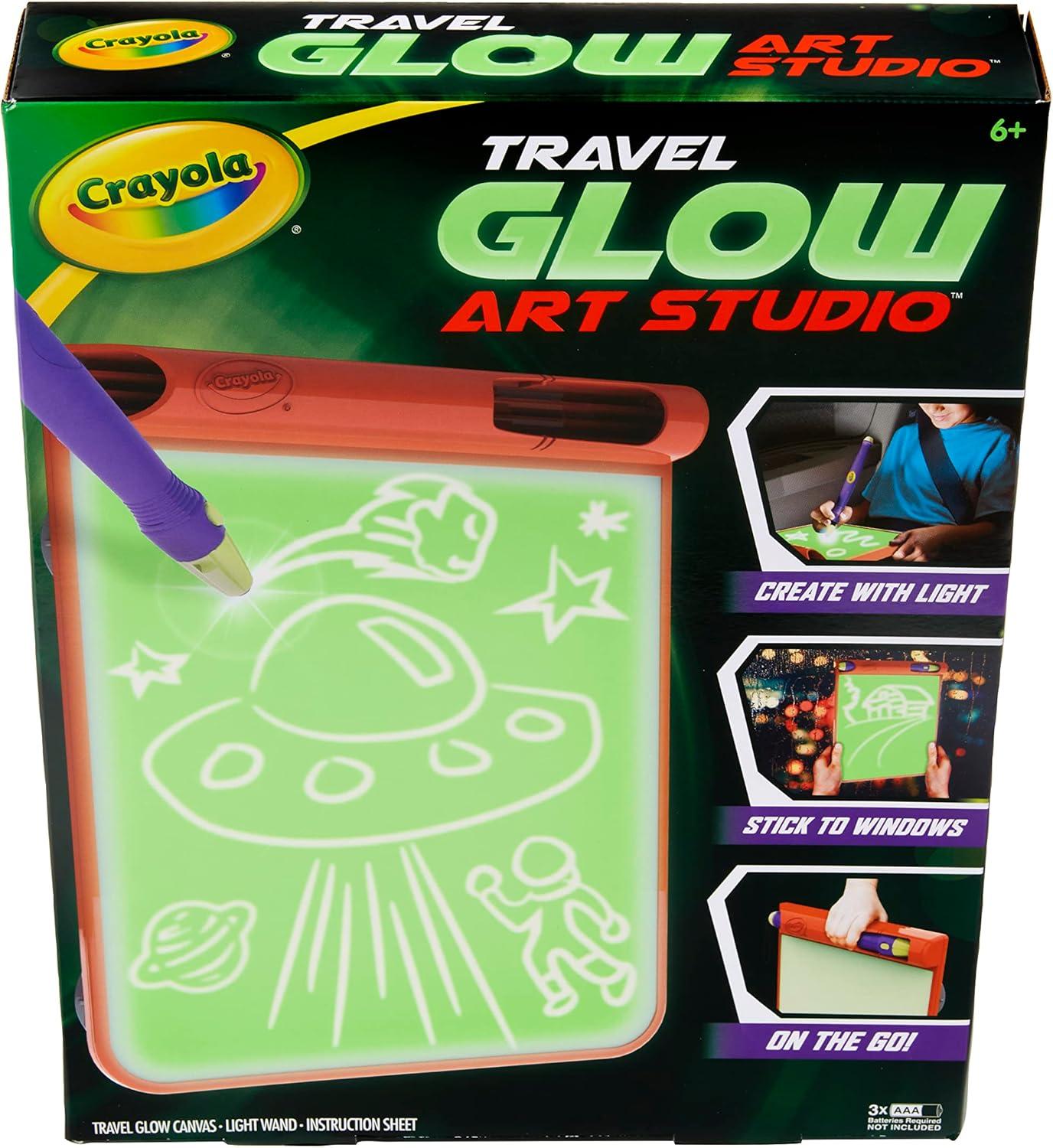 Crayola Travel Glow Art Studio, Glow in The Dark Toys, Kids Gifts for Girls and Boys, Ages 6, 7, 8, 9(Travel)