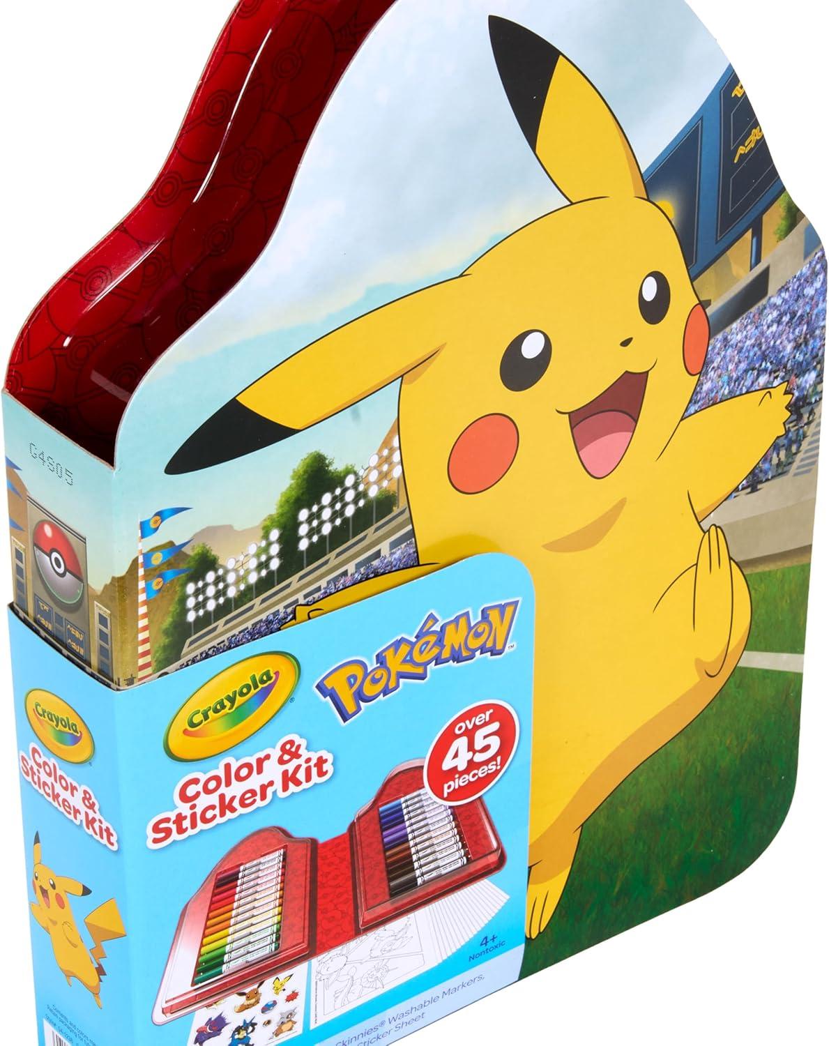 Crayola Pokemon Art Kit for Kids (45pcs), Pokemon Coloring Book Pages, Pokemon Stickers for Kids, Pokemon Toys, Gift for kids, Ages 4+(Pikachu)