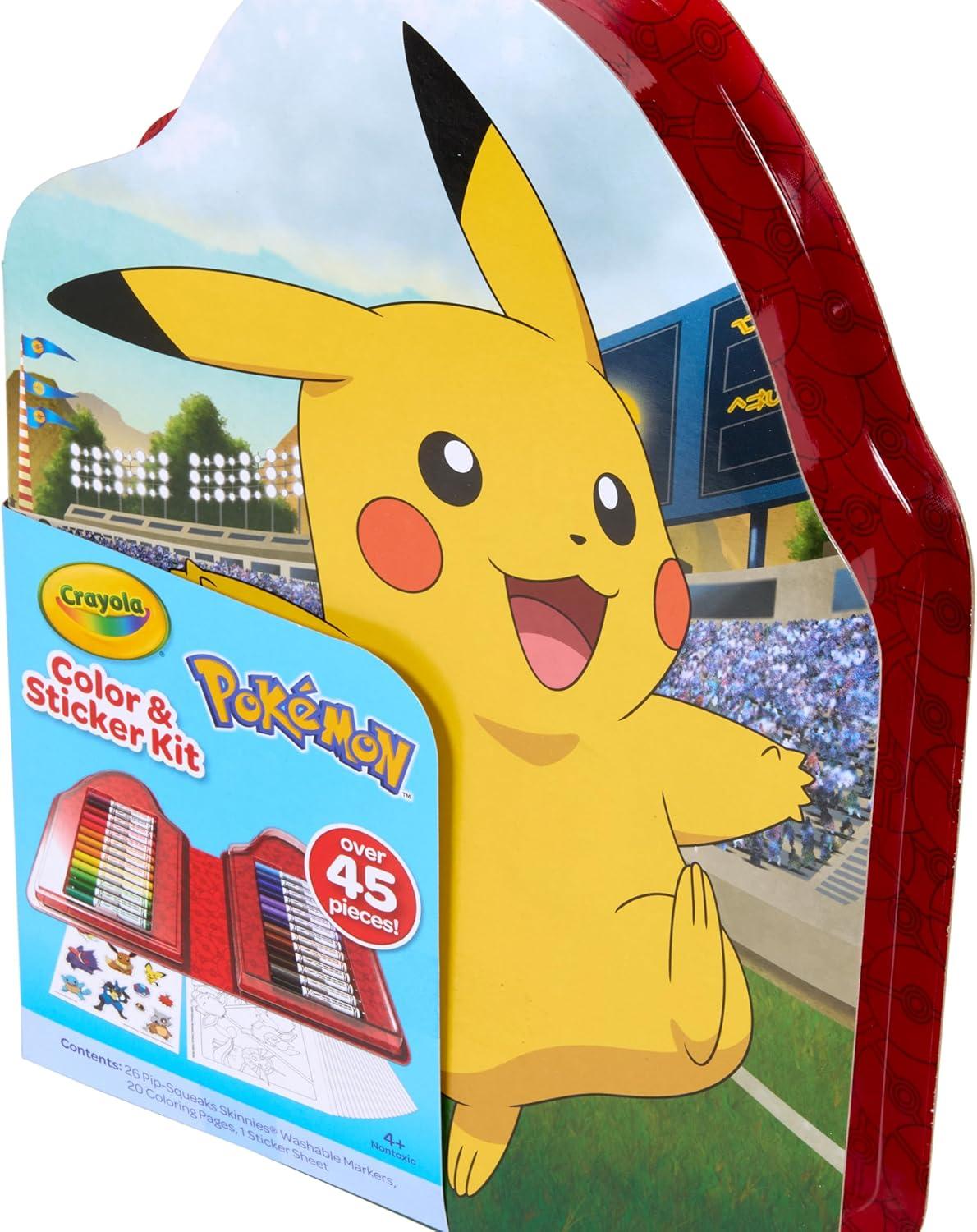 Crayola Pokemon Art Kit for Kids (45pcs), Pokemon Coloring Book Pages, Pokemon Stickers for Kids, Pokemon Toys, Gift for kids, Ages 4+(Pikachu)