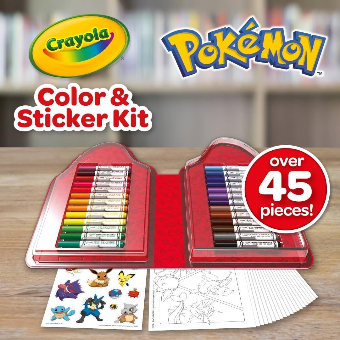 Crayola Pokemon Art Kit for Kids (45pcs), Pokemon Coloring Book Pages, Pokemon Stickers for Kids, Pokemon Toys, Gift for kids, Ages 4+(Pikachu)