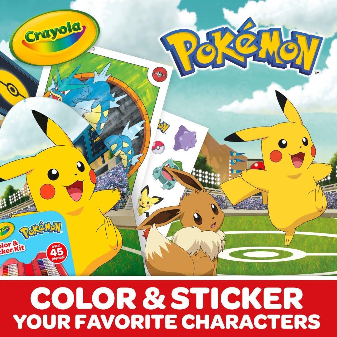 Crayola Pokemon Art Kit for Kids (45pcs), Pokemon Coloring Book Pages, Pokemon Stickers for Kids, Pokemon Toys, Gift for kids, Ages 4+(Pikachu)