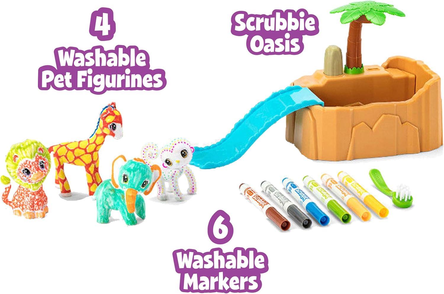 Crayola Scribble Scrubbie Safari Animals Tub Set, Color & Wash Creative Toy, Gift for Kids, Age 3, 4, 5, 6(Safari Animals)