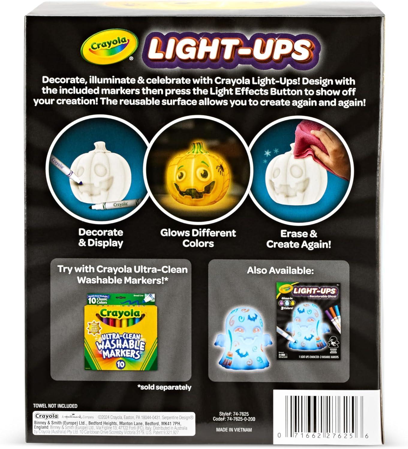 Crayola Light-Ups – Jack-O-Lantern, Reusable Light Up Pumpkin Toy, Halloween Craft, Cute Glow in The Dark Decor & Night Light, Halloween Toy, Ages 4, 5, 6(Light Ups: Jack-O-Lantern)