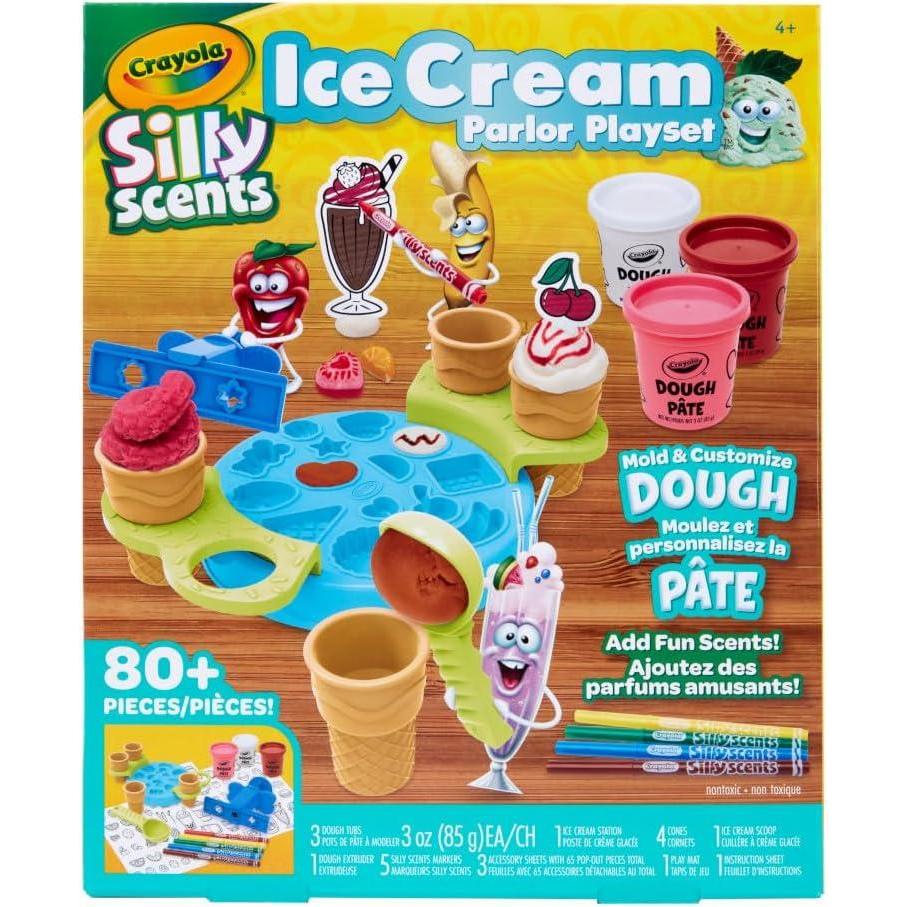 Crayola Silly Scents Ice Cream Toy, Kids Modeling Dough, Play Food Toy with Scented Markers, Gifts 4+