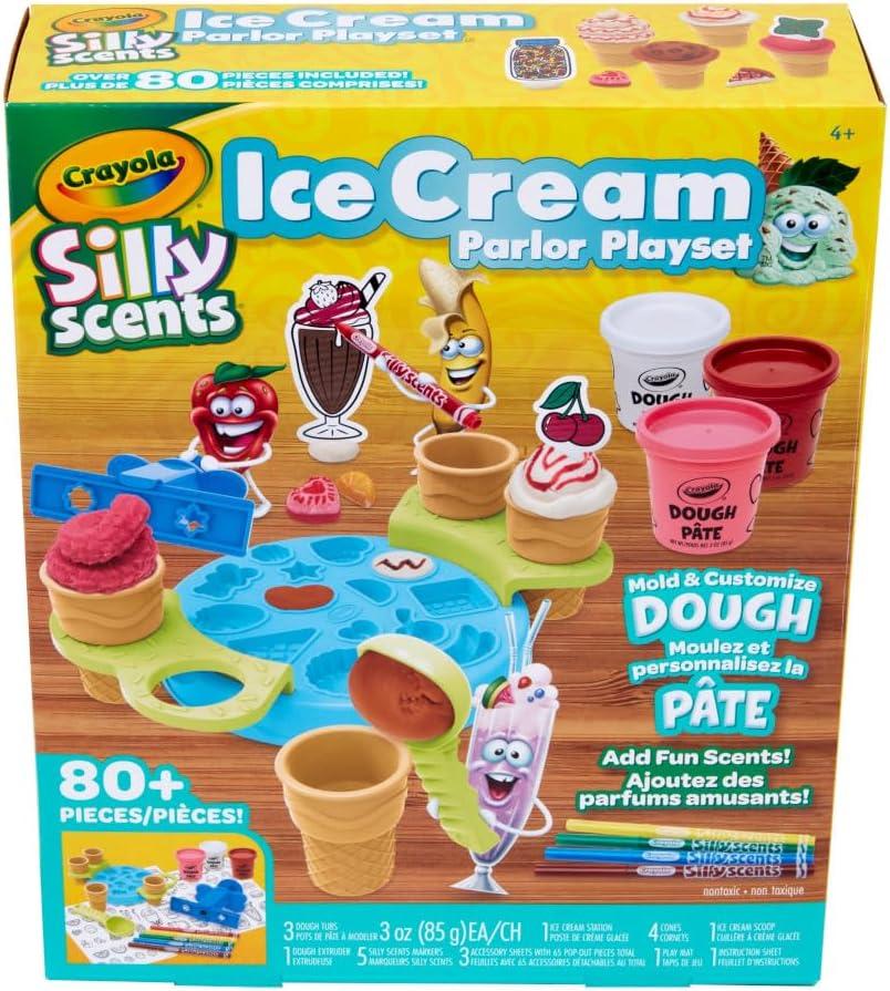 Crayola Silly Scents Ice Cream Toy, Kids Modeling Dough, Play Food Toy with Scented Markers, Gifts 4+