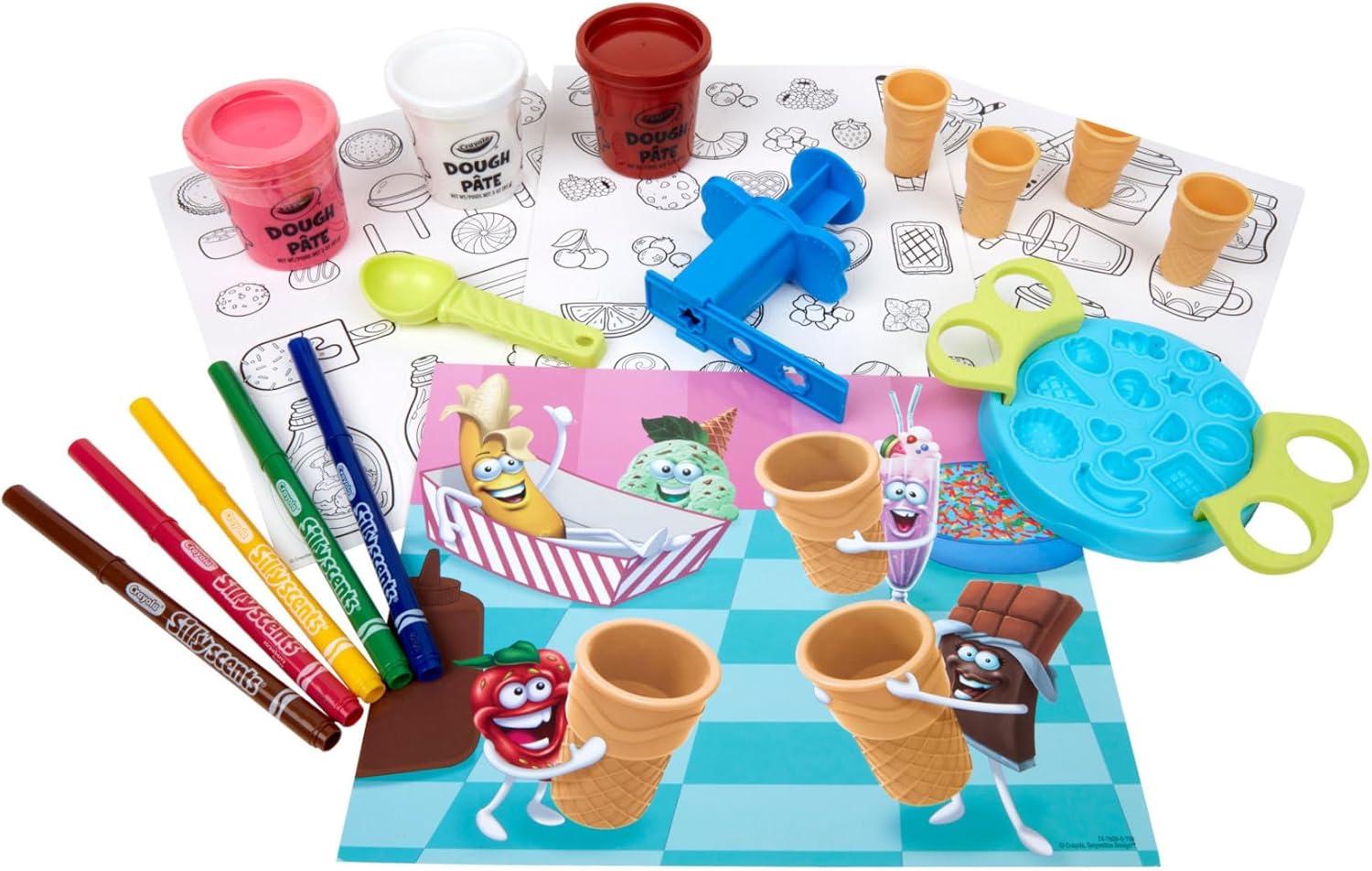 Crayola Silly Scents Ice Cream Toy, Kids Modeling Dough, Play Food Toy with Scented Markers, Gifts 4+