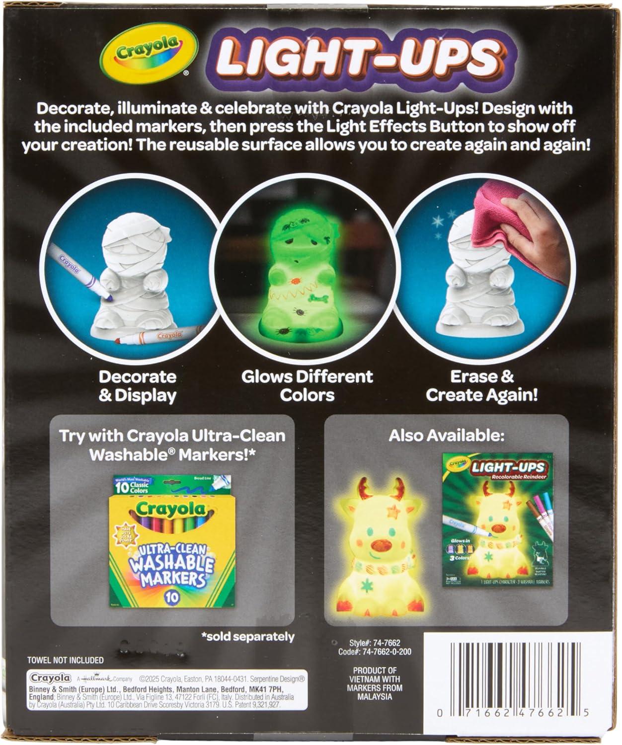 Crayola Light-Ups – Jack-O-Lantern, Reusable Light Up Pumpkin Toy, Halloween Craft, Cute Glow in The Dark Decor & Night Light, Halloween Toy, Ages 4, 5, 6(Light Ups: Mummy)