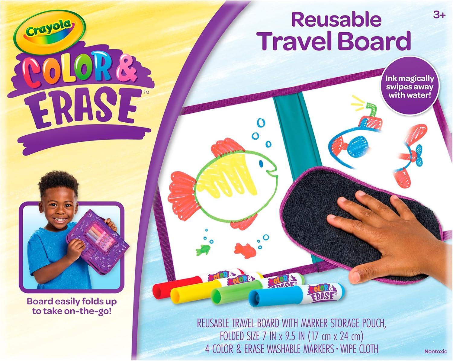 Crayola Color & Erase Drawing Board for Kids, Travel Coloring Kit, Drawing Toy, Toddler Coloring Set, Gift for Kids, 3+(Travel Board)
