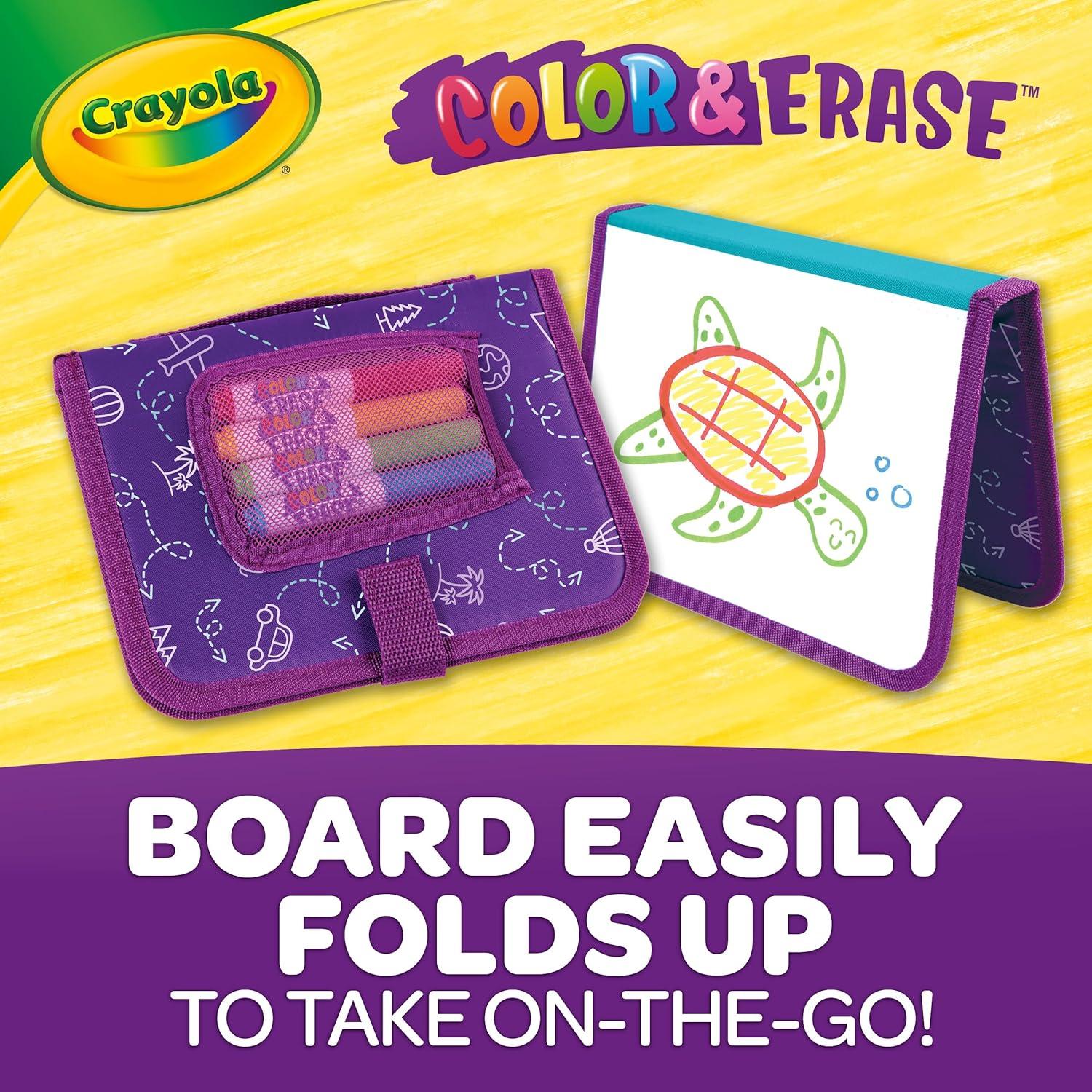 Crayola Color & Erase Drawing Board for Kids, Travel Coloring Kit, Drawing Toy, Toddler Coloring Set, Gift for Kids, 3+(Travel Board)