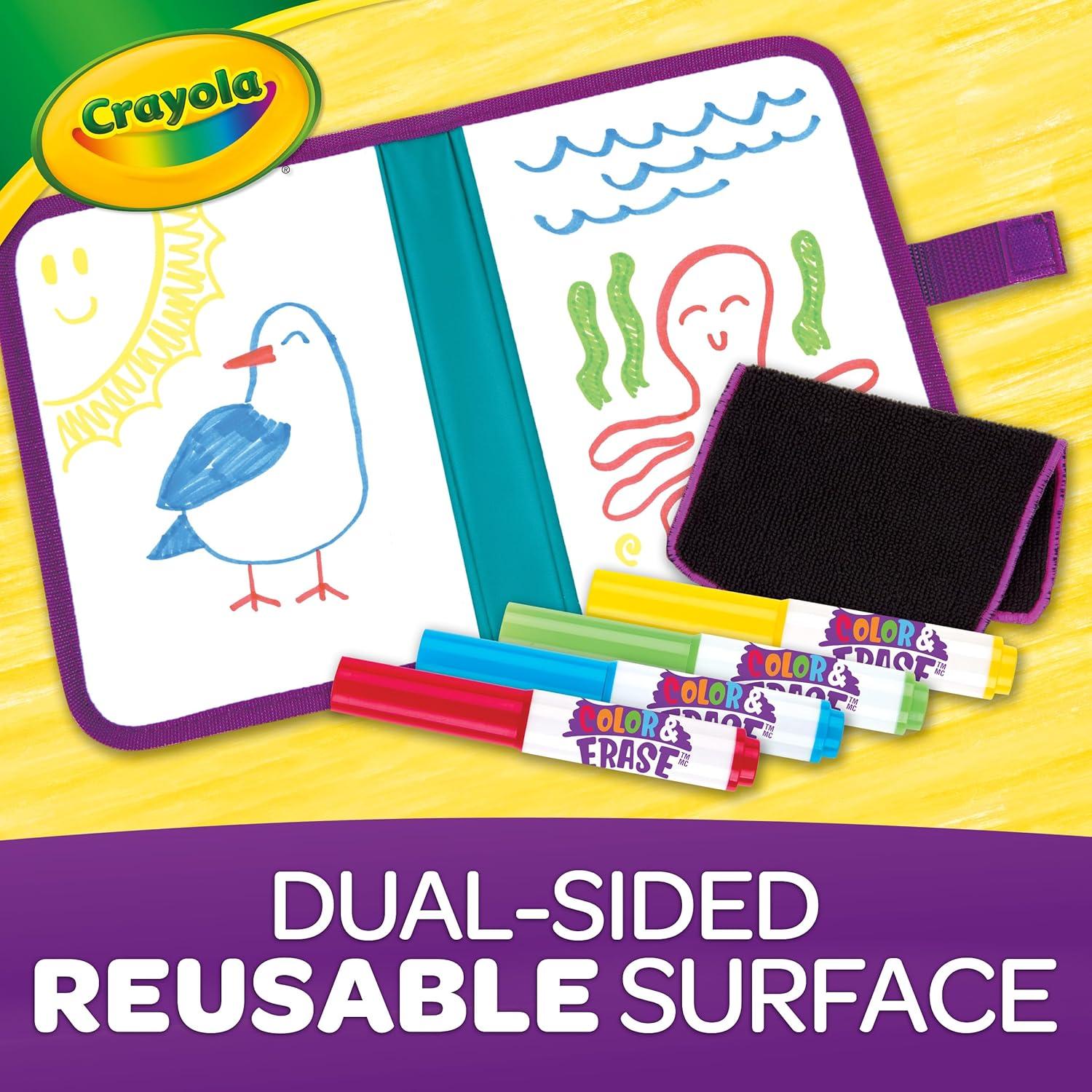 Crayola Color & Erase Drawing Board for Kids, Travel Coloring Kit, Drawing Toy, Toddler Coloring Set, Gift for Kids, 3+(Travel Board)