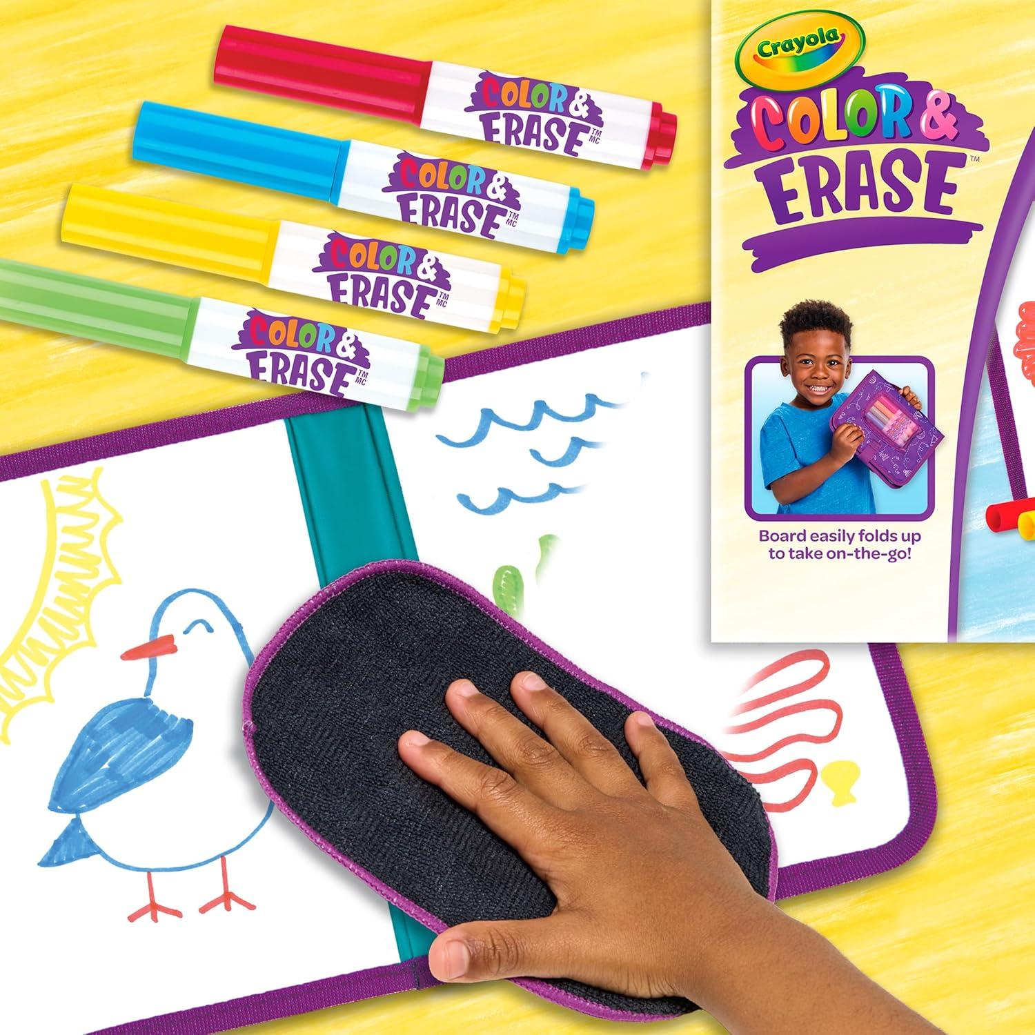 Crayola Color & Erase Drawing Board for Kids, Travel Coloring Kit, Drawing Toy, Toddler Coloring Set, Gift for Kids, 3+(Travel Board)