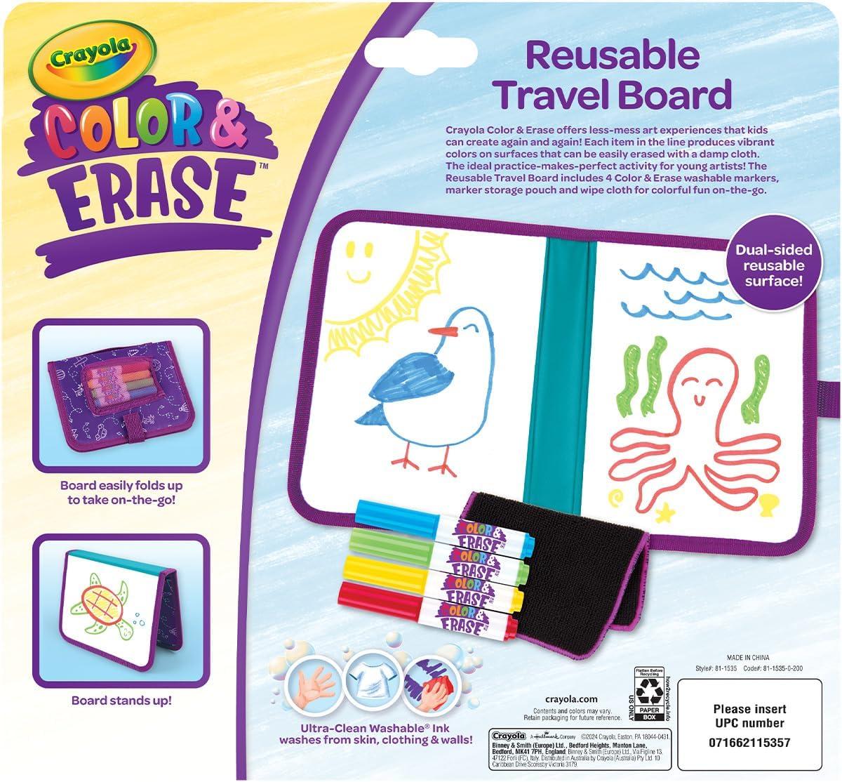 Crayola Color & Erase Drawing Board for Kids, Travel Coloring Kit, Drawing Toy, Toddler Coloring Set, Gift for Kids, 3+(Travel Board)