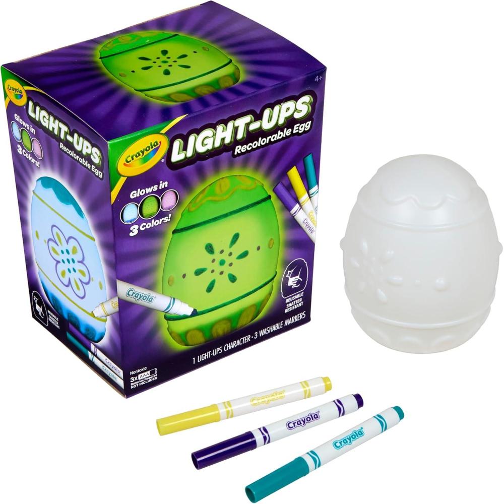 Crayola Light-Ups – Chick, Recolorable Light Up Chicken, Easter Craft Decoration, Easter Egg Toy for Kids, Basket Stuffer for Kids, Ages 4+(Egg)