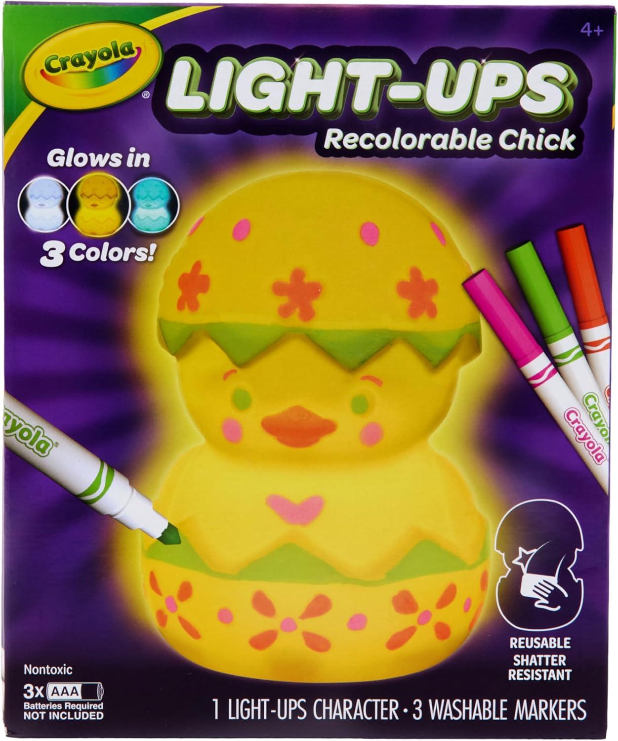 Crayola Light-Ups – Chick, Recolorable Light Up Chicken, Easter Craft Decoration, Easter Egg Toy for Kids, Basket Stuffer for Kids, Ages 4+(Chick)