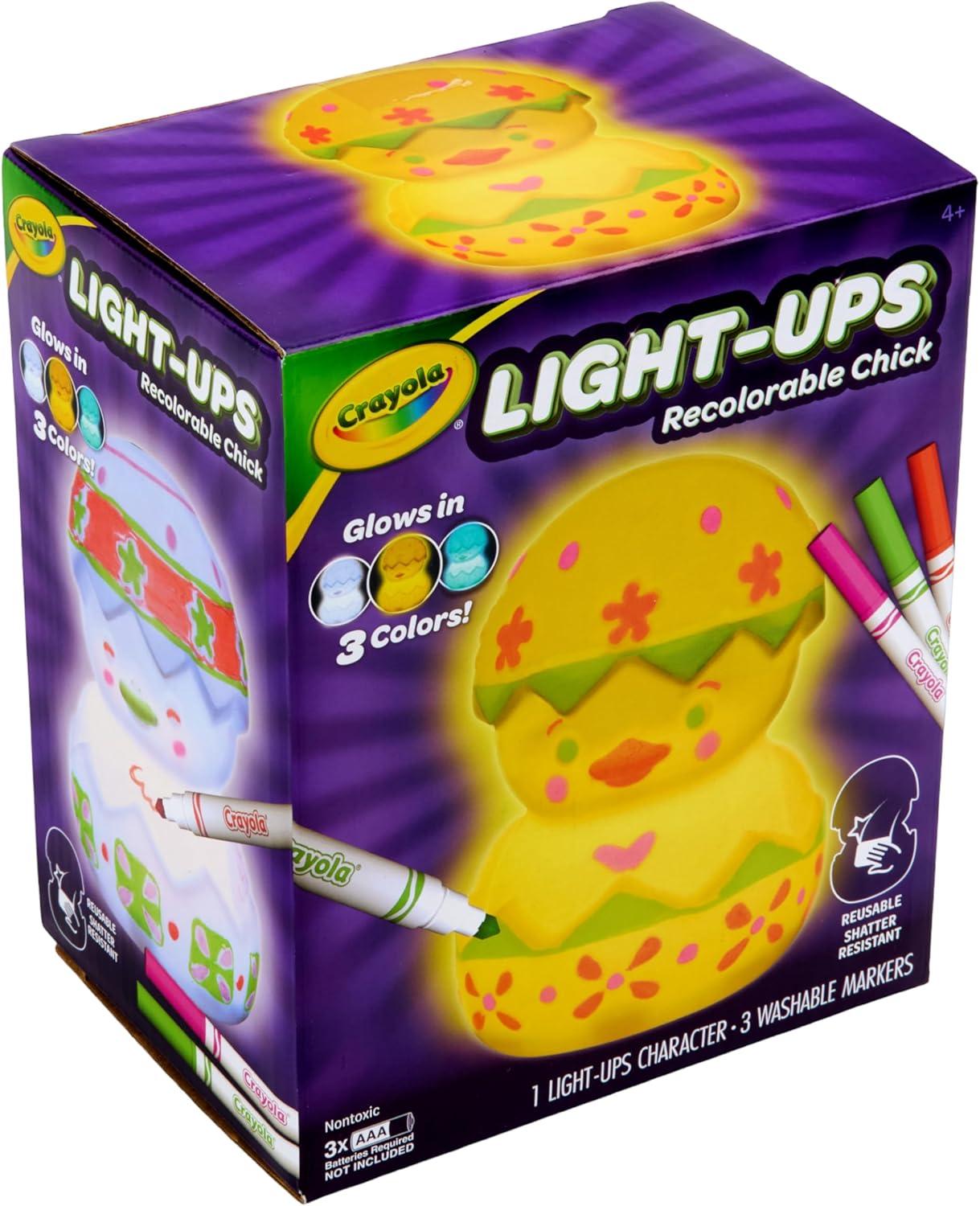 Crayola Light-Ups – Chick, Recolorable Light Up Chicken, Easter Craft Decoration, Easter Egg Toy for Kids, Basket Stuffer for Kids, Ages 4+(Chick)