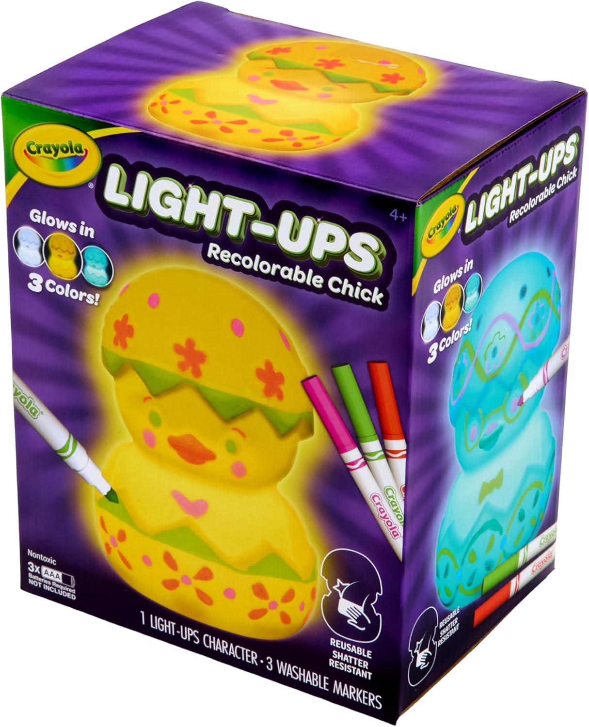 Crayola Light-Ups – Chick, Recolorable Light Up Chicken, Easter Craft Decoration, Easter Egg Toy for Kids, Basket Stuffer for Kids, Ages 4+(Chick)