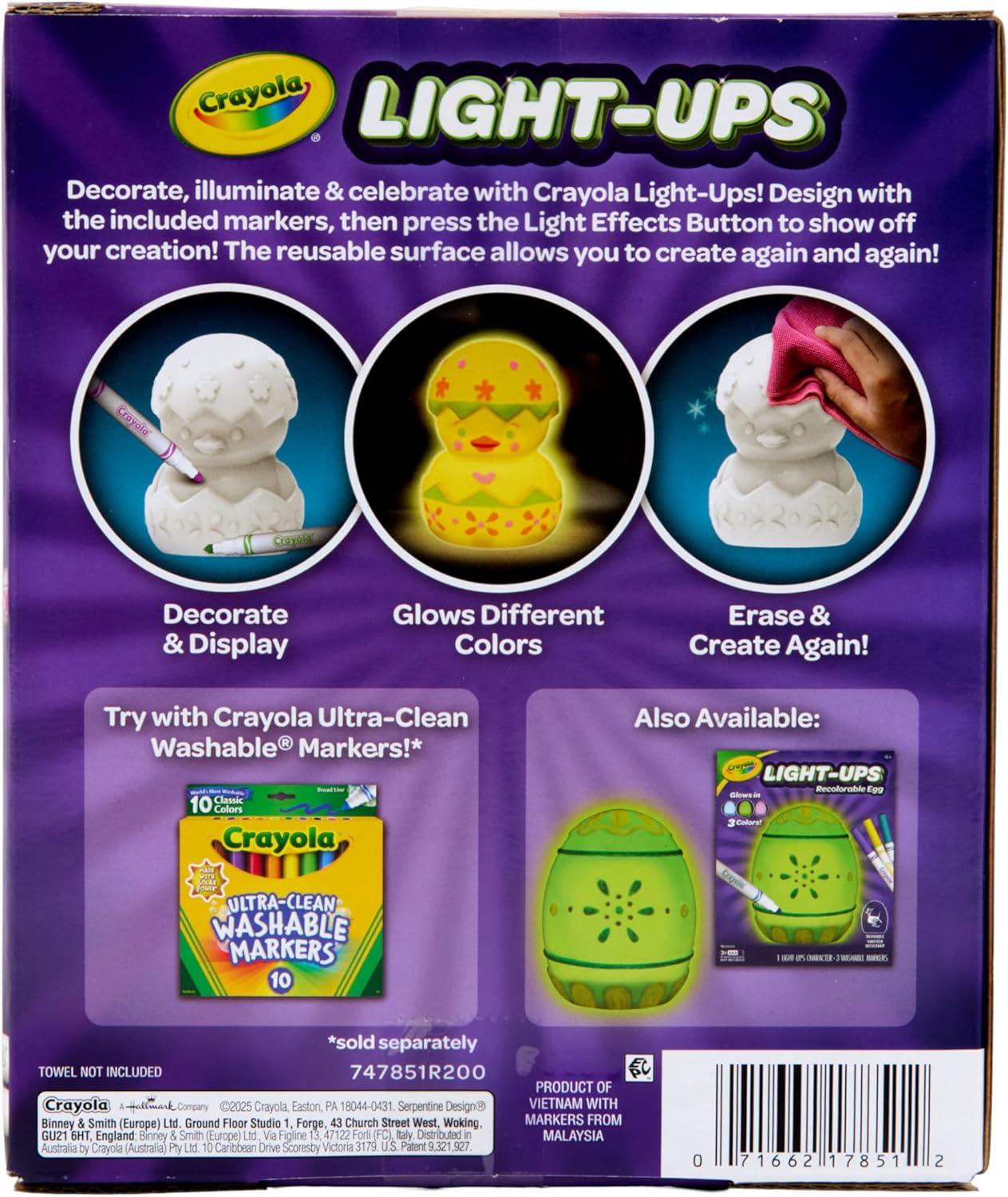 Crayola Light-Ups – Chick, Recolorable Light Up Chicken, Easter Craft Decoration, Easter Egg Toy for Kids, Basket Stuffer for Kids, Ages 4+(Chick)