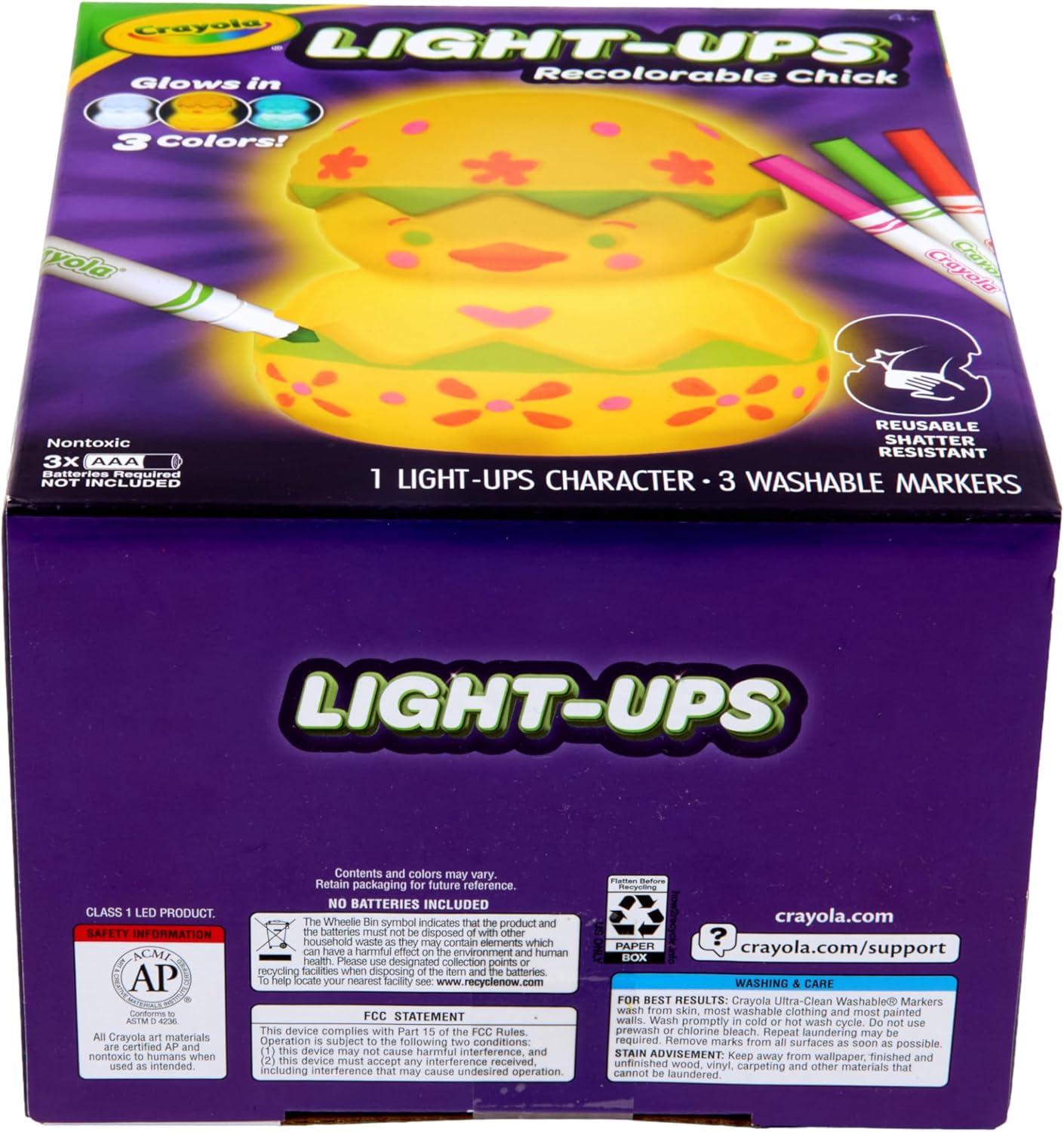 Crayola Light-Ups – Chick, Recolorable Light Up Chicken, Easter Craft Decoration, Easter Egg Toy for Kids, Basket Stuffer for Kids, Ages 4+(Chick)