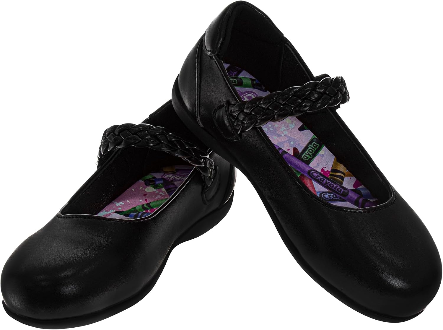 Crayola Shoes for Girls Mary Jane Ballet Flats Dress School Shoes for Girl Size 9-10 Toddler 11-13 Little Kid 1-4 Big Kid(Black)