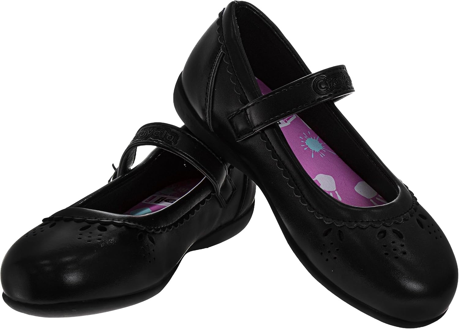 Crayola Shoes for Girls Mary Jane Ballet Flats Dress School Shoes for Girl Size 9-10 Toddler 11-13 Little Kid 1-4 Big Kid(Charcoal)