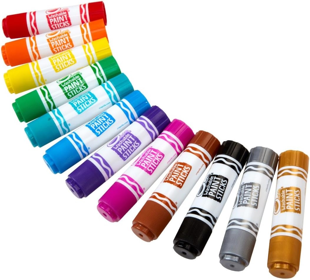 Crayola Quick Dry Paint Sticks (12ct), Washable Paint Set for Kids, Arts & Crafts Supplies, Multi-Surface, Assorted Colors, Kids Gifts(1 Count (Pack of 1))