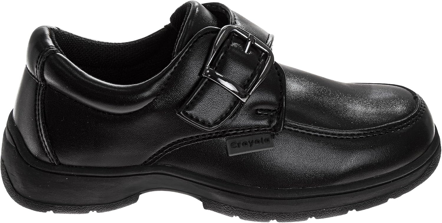 Crayola Boys Black School Uniform Dress Shoes Lace-Up & Strap Styles Classic Formal Shoes Toddler 7–10 Little Kid 11–13 Big Kid 1–4(Charcoal)