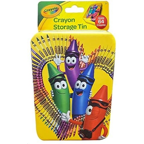 The Tin Box Crayola Tin Crayon Storage with Hinge (Empty) – Holds 64 Crayons, (187937-12)(1 Count (Pack of 1))